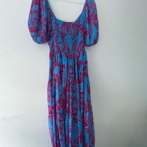 Flying Tomato Blue and Pink Puff Sleeve Sundress